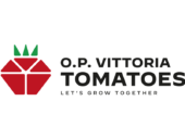 logo rosso a forma di diamante con foglie verdi.